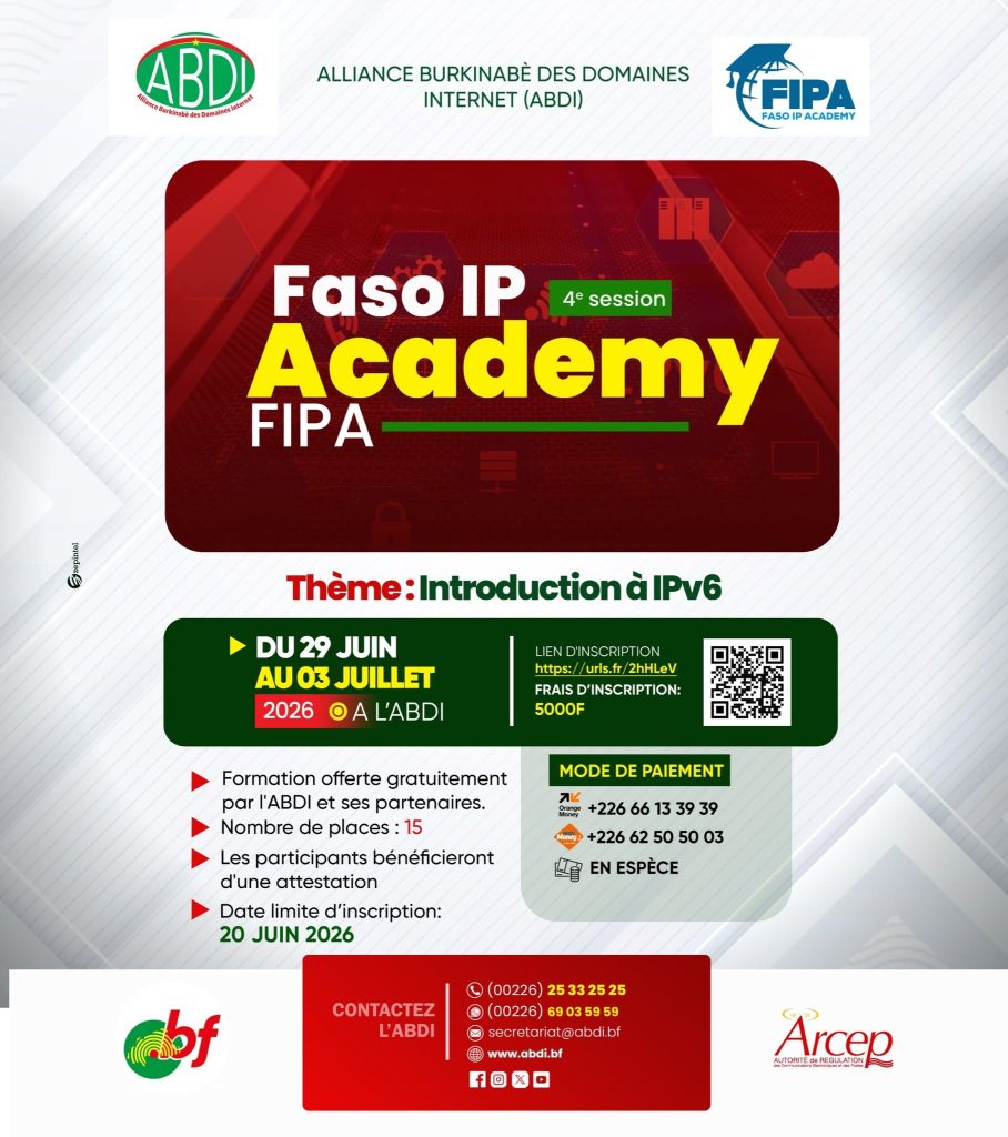 Participez à la 4ᵉ session de formation de Faso IP Academy (FIPA) : Introduction à l’IPv6
